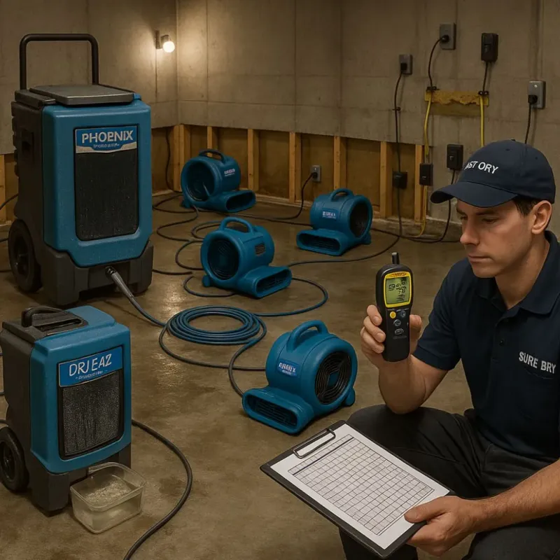 Structural Drying and Dehumidification process in Pharr, TX